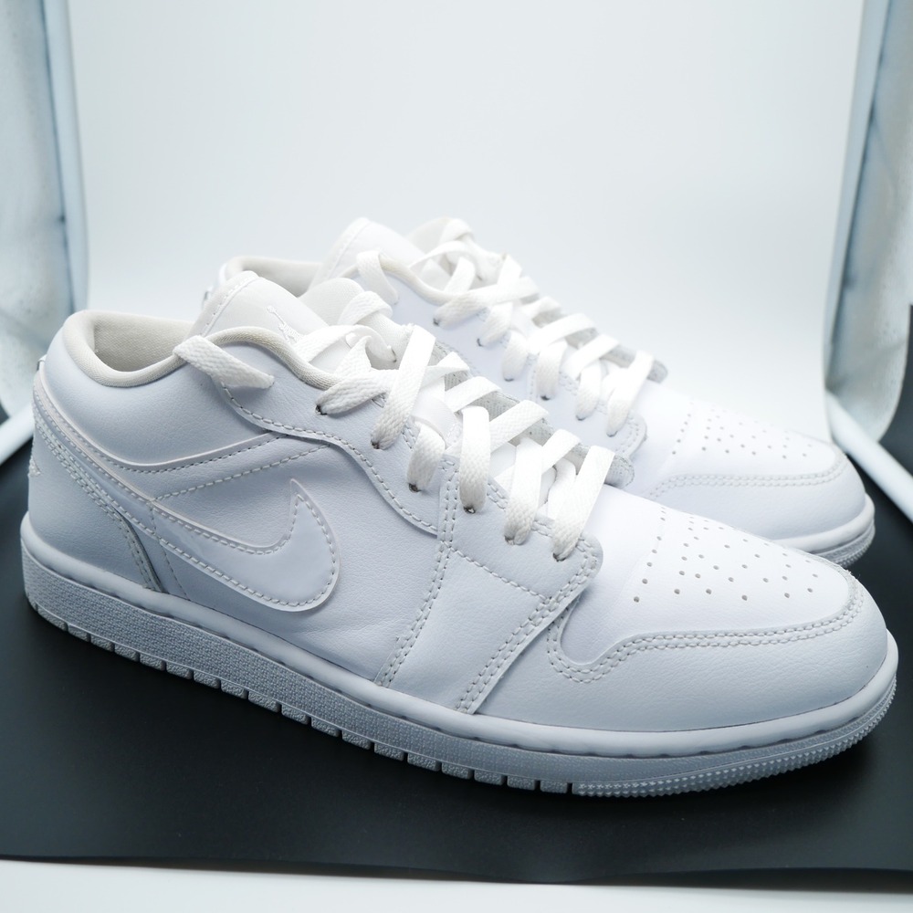 Nike Air Jordan 1 Low Triple White Men 10.5 DV0990-111 All White Leather Shoes